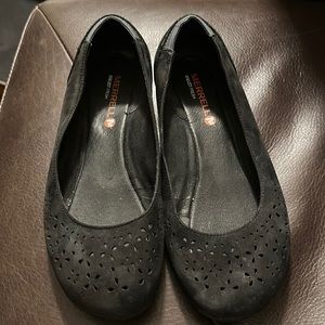 Merrell Black Leather Perforated Select Performance Flat Shoes Women Sz 8 US